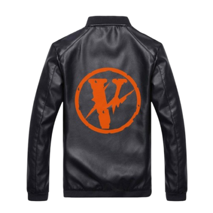 Vlone Logo Black Leather Jacket