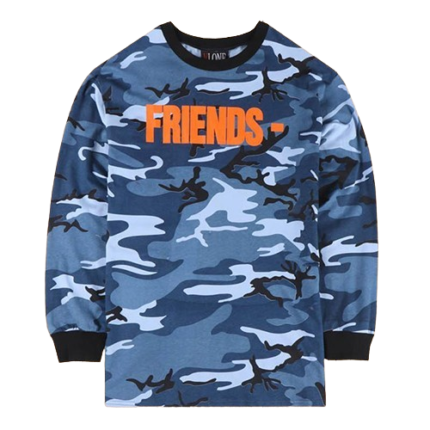 Vlone Og Vlone Friends Blue Camo Long Sleeve Shirt