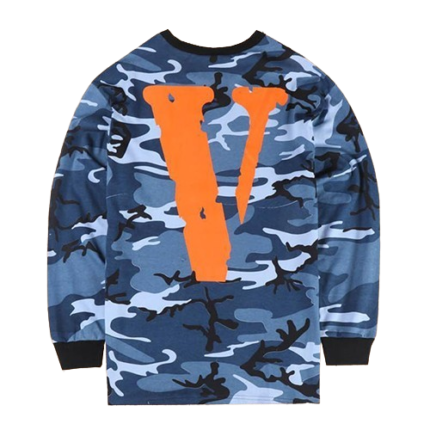 Vlone Og Vlone Friends Blue Camo Long Sleeve Shirt