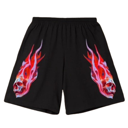 Vlone Skully Red Flame Black Short