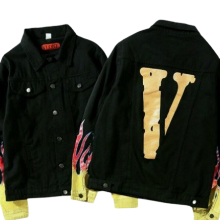 Exclusive Collaboration: Merges the signature style of Vlone with Fragment’s minimalist design. Premium Denim Fabric: Durable, comfortable, and designed for long-lasting wear. Co-Branded Detailing: Features the Vlone logo and Fragment markings for a unique, high-end touch. Distressed Design: Adds an edgy, worn-in look for added style. Multiple Pockets: Practical pockets for convenience and storage.